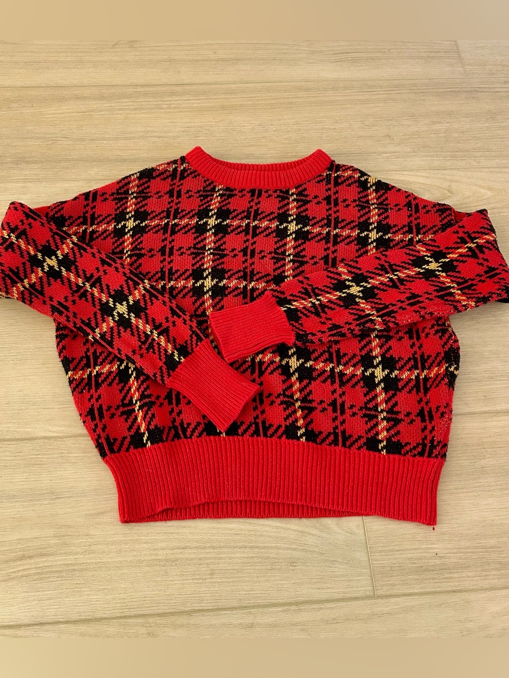 Urban Outfitters Cropped Red Plaid Pullover Sweater
